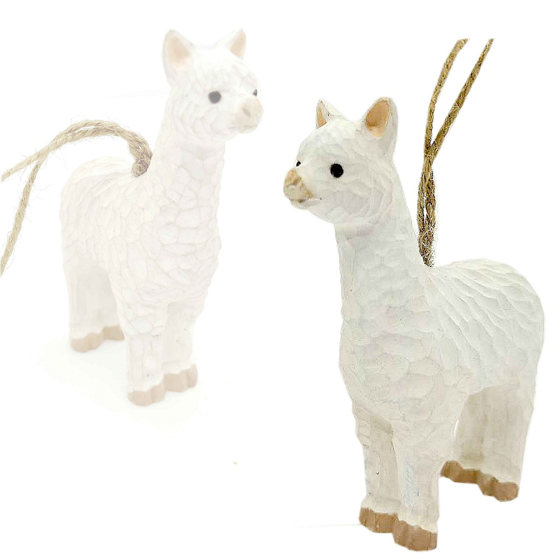 Hand Carved Wooden Llama Alpaca hedgehog decor