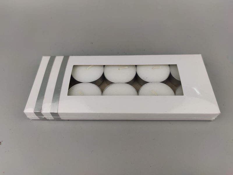 S/10 white tealights in aluminium cup