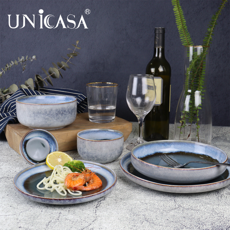 Ceramic serving ware 5-Pieces stoneware Dinnerware Set Dinner plate Side plate bowl mug