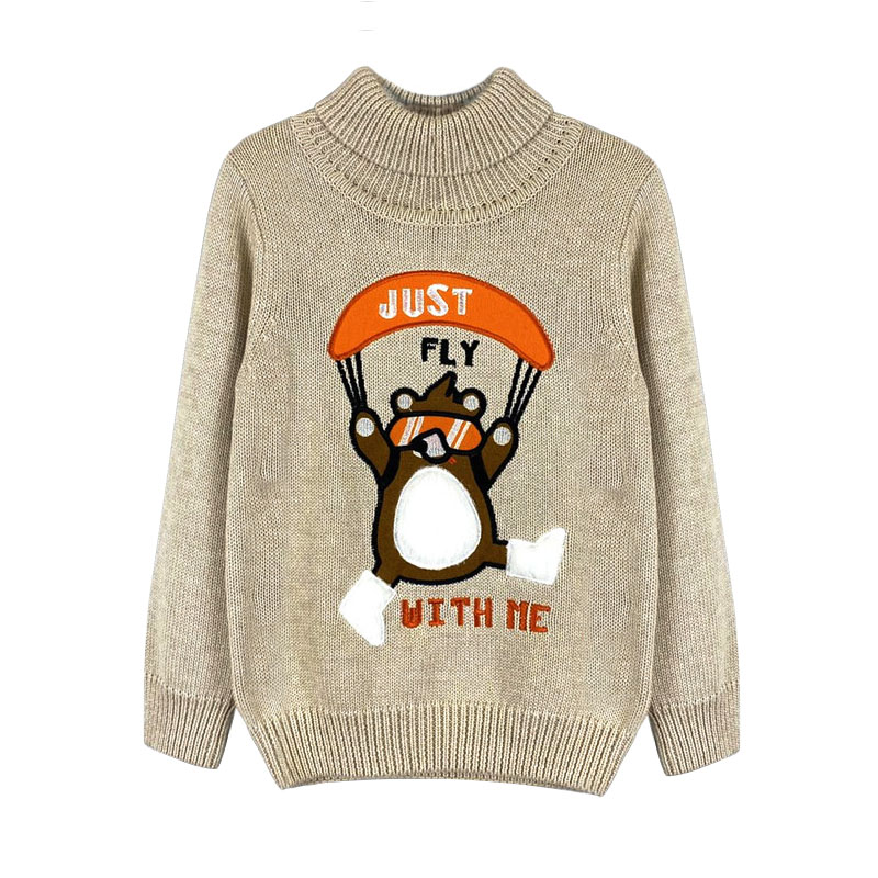 Boys' Casual Long Sleeve Cartoon Turtleneck Knit Sweater Pullover