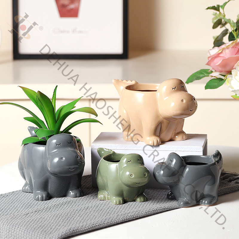 Dinosaur shape flower pot with dolomite material