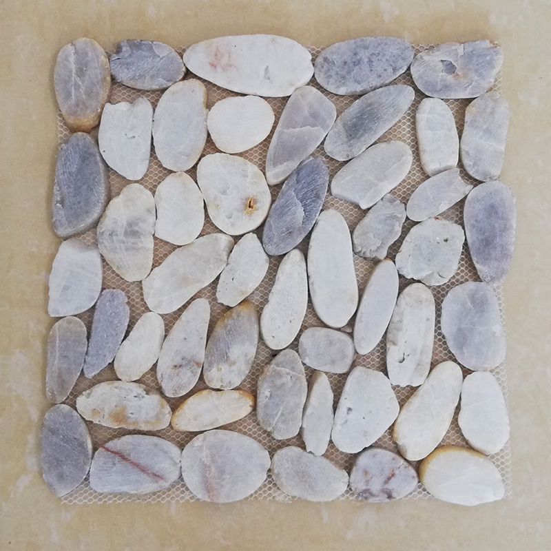 Outdoor Flat White Pebble Stone Floor Mat