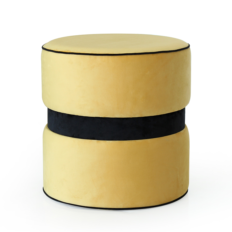 Velvet round ottoman stool