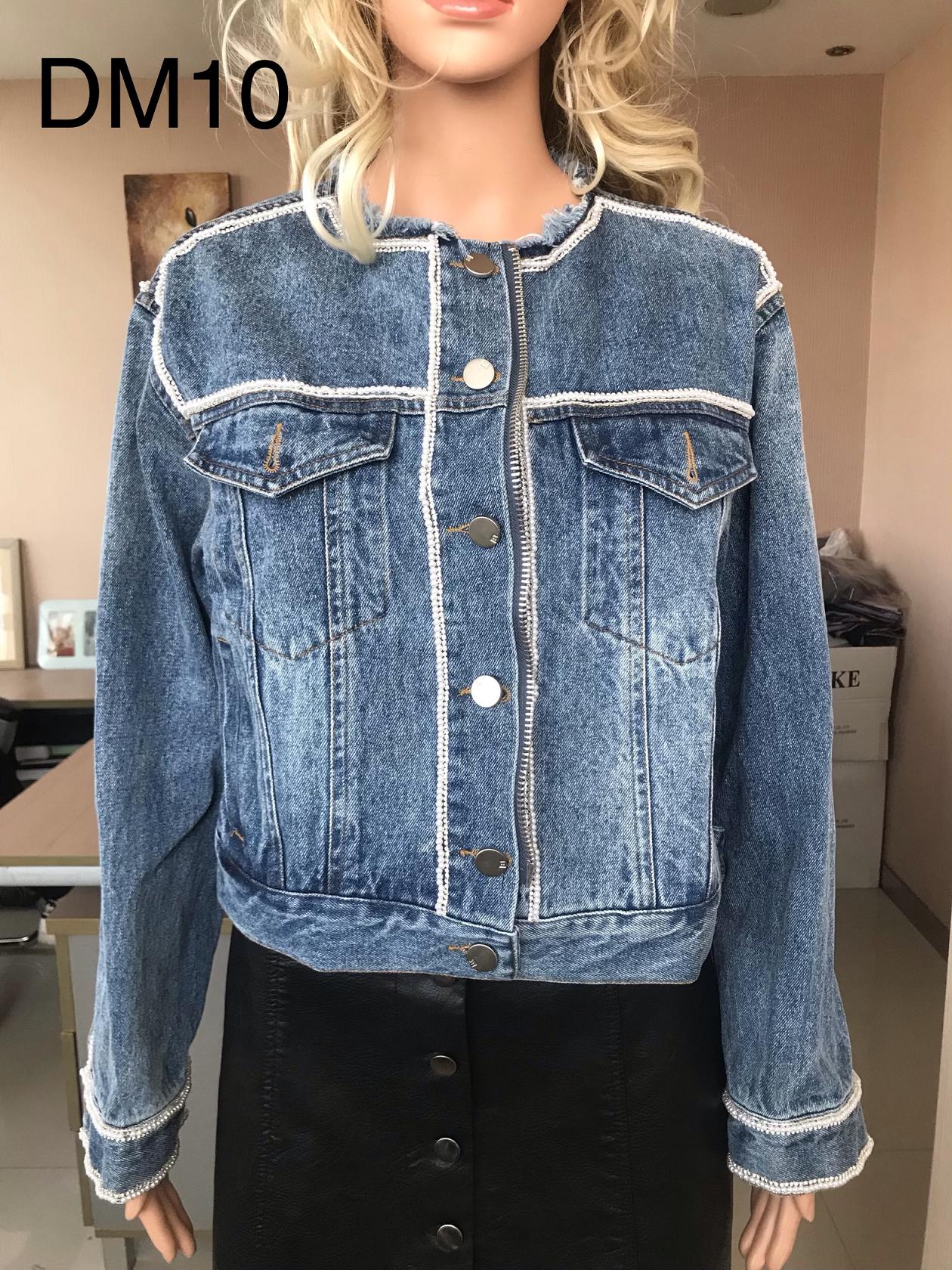 Ladies Print Embroidered Beaded Denim Jacket