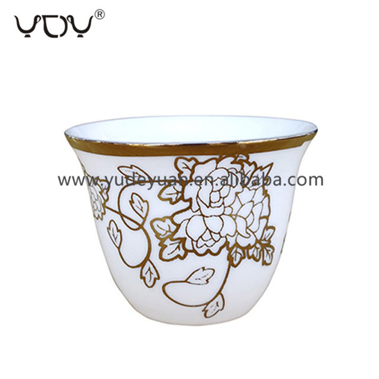 color box gold rim flower decal new bone arabic coffee cawa cup set