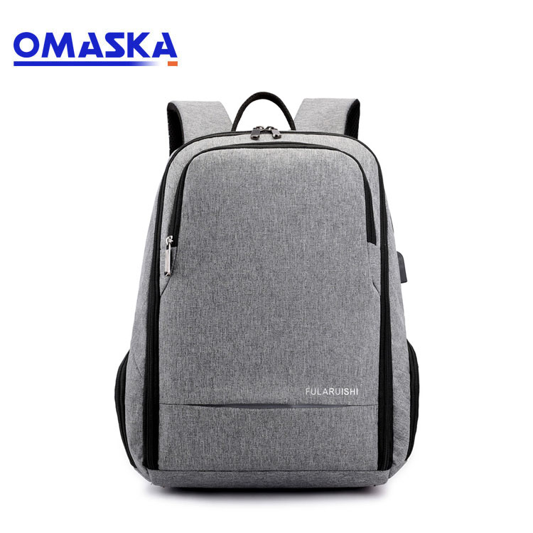 2020 hot sale nylon grey USB business backpack with earphone anti-theft shoulder laptop backpack bag