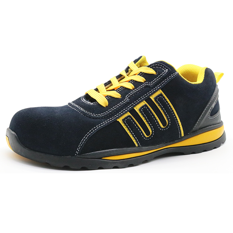 Suede leather rubber sole impact resistant women sport safety shoes