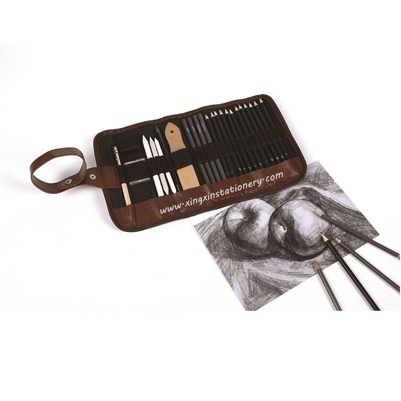 25pcs Cotton Roller Bag With Leather Frame Art Set