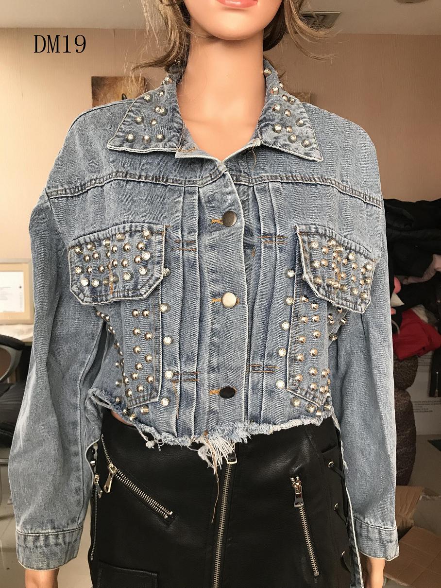 Ladies Print Embroidered Beaded Denim Jacket