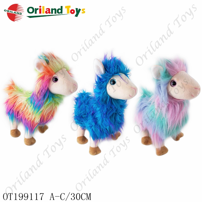 Oriland colorful alpaca stuffed plush toy made by long pile plush