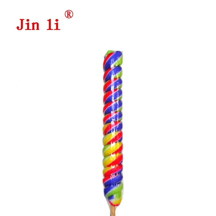 100 gram rainbow color and mixed fruit flavored twisty lollipop for party