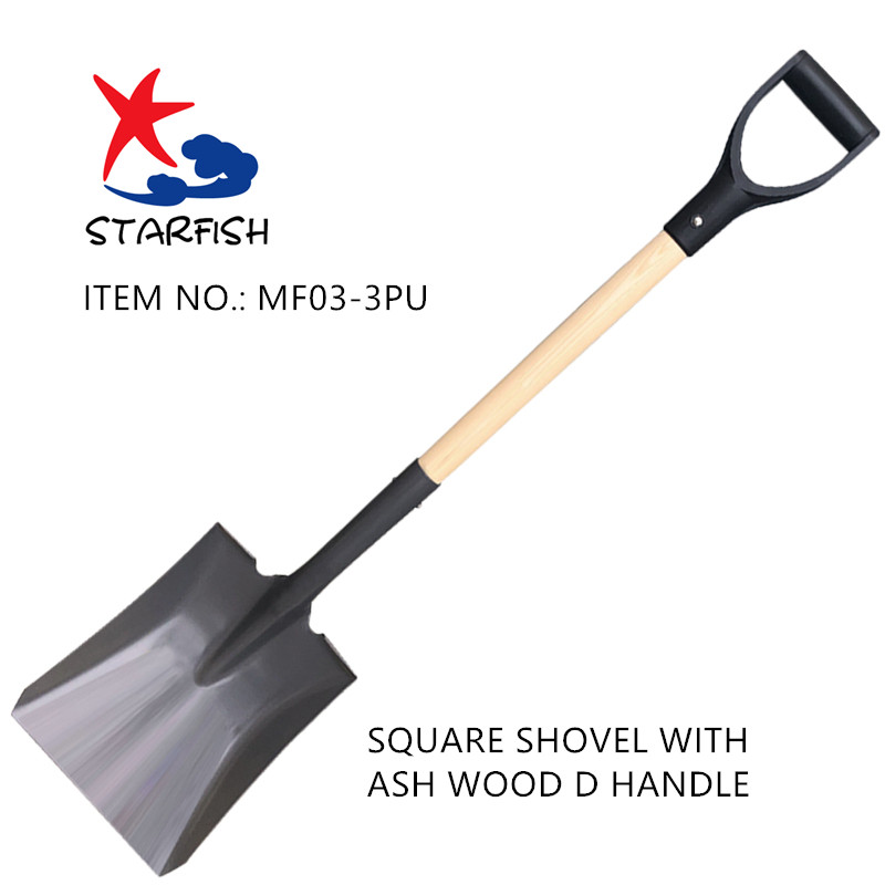 Square Shovel With Ash Wood D Handle