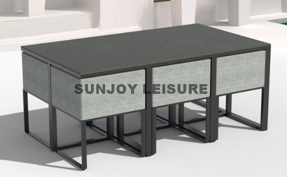7pcs fabric dining set alum frame
