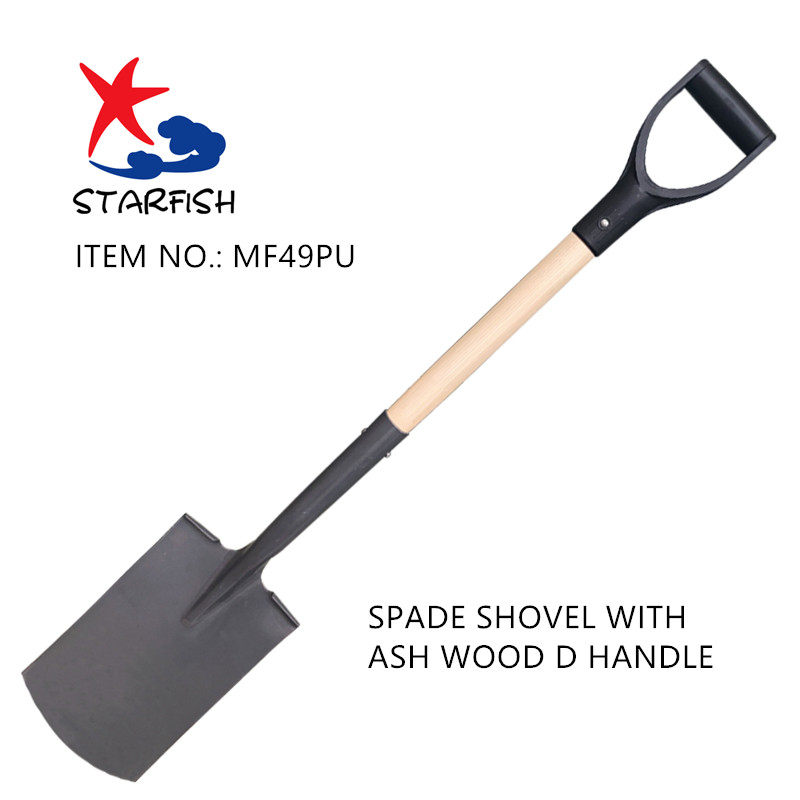 Spade Shovel With Ash Wood D Handle