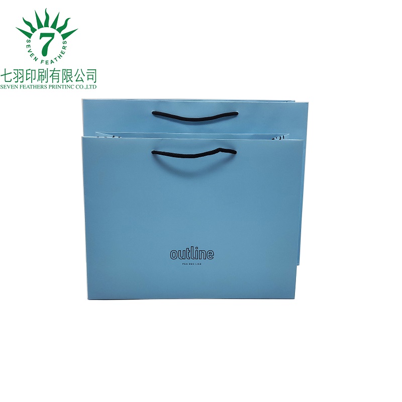 Blue paper bag, custom logo