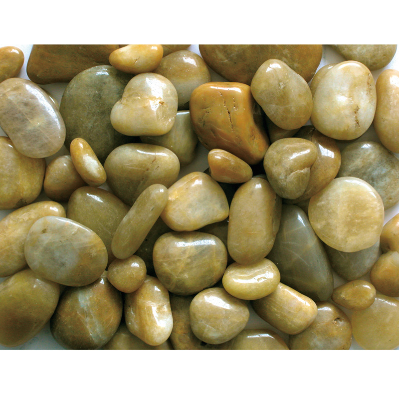 Yellow color polished pebble stone