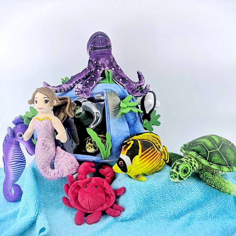 carol playset stuffed plush toys mermaid, fish, clam
