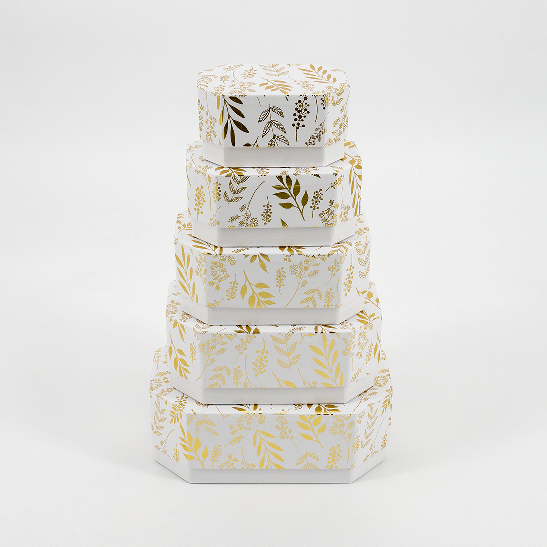 Octagon Gift Boxes with High Lid 5/Set