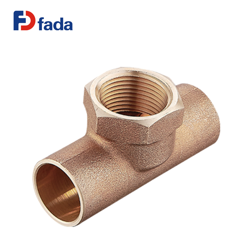 C X C X F, Cast Brass Tee Fitting with Solder Cups and Female Threaded Branch