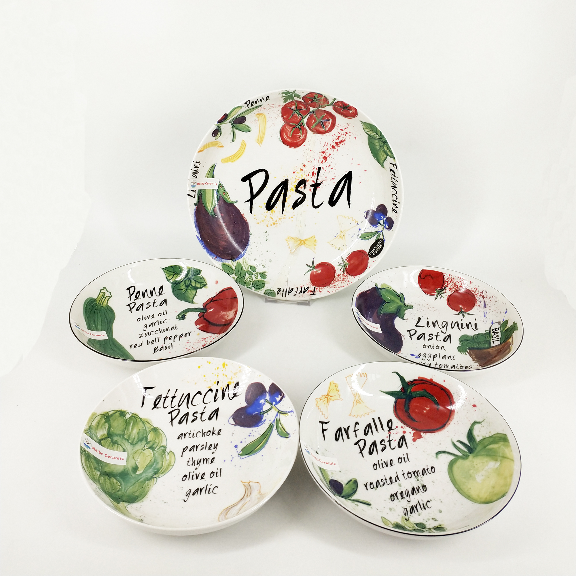 Hot sale porcelain with decal pasta plate
