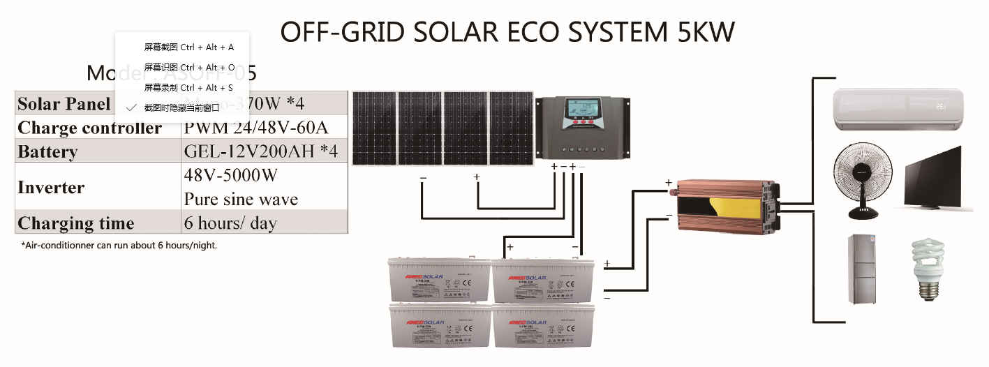 Solar Off-Grid Power System 5kw