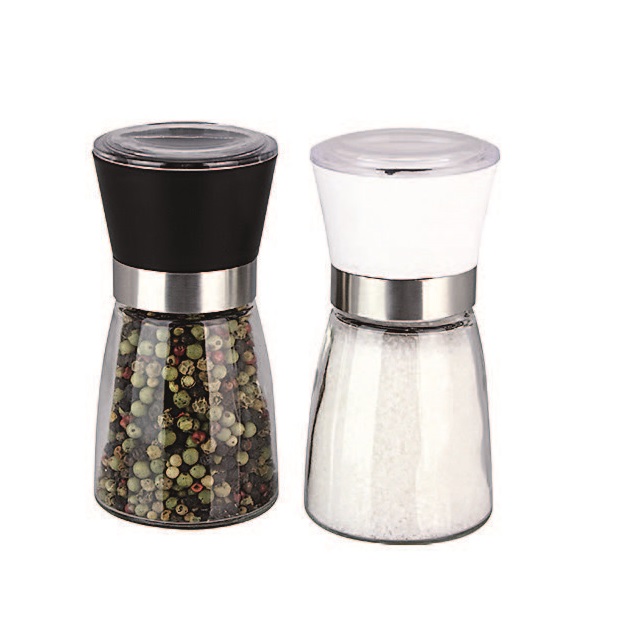 Sinoglass Set of two ceramic mechanism glass salt and pepper grinder