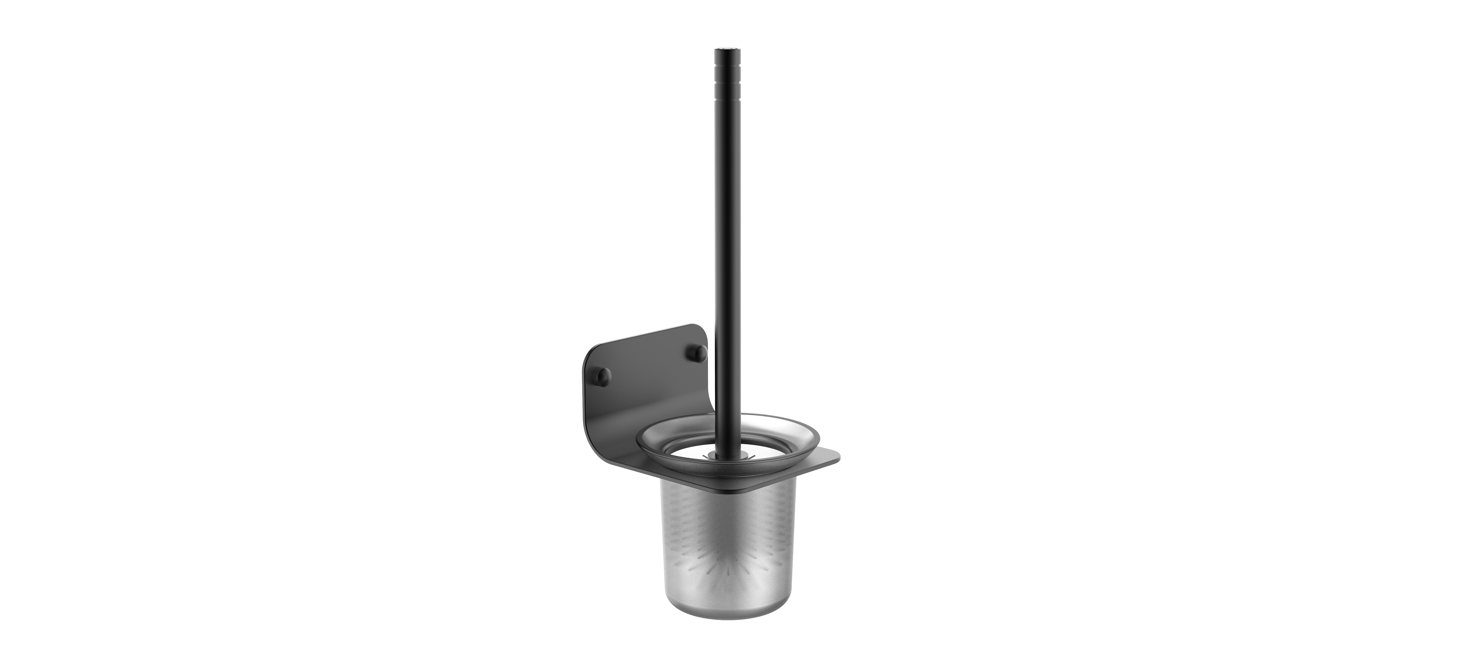 Aluminum matt black brush & holder