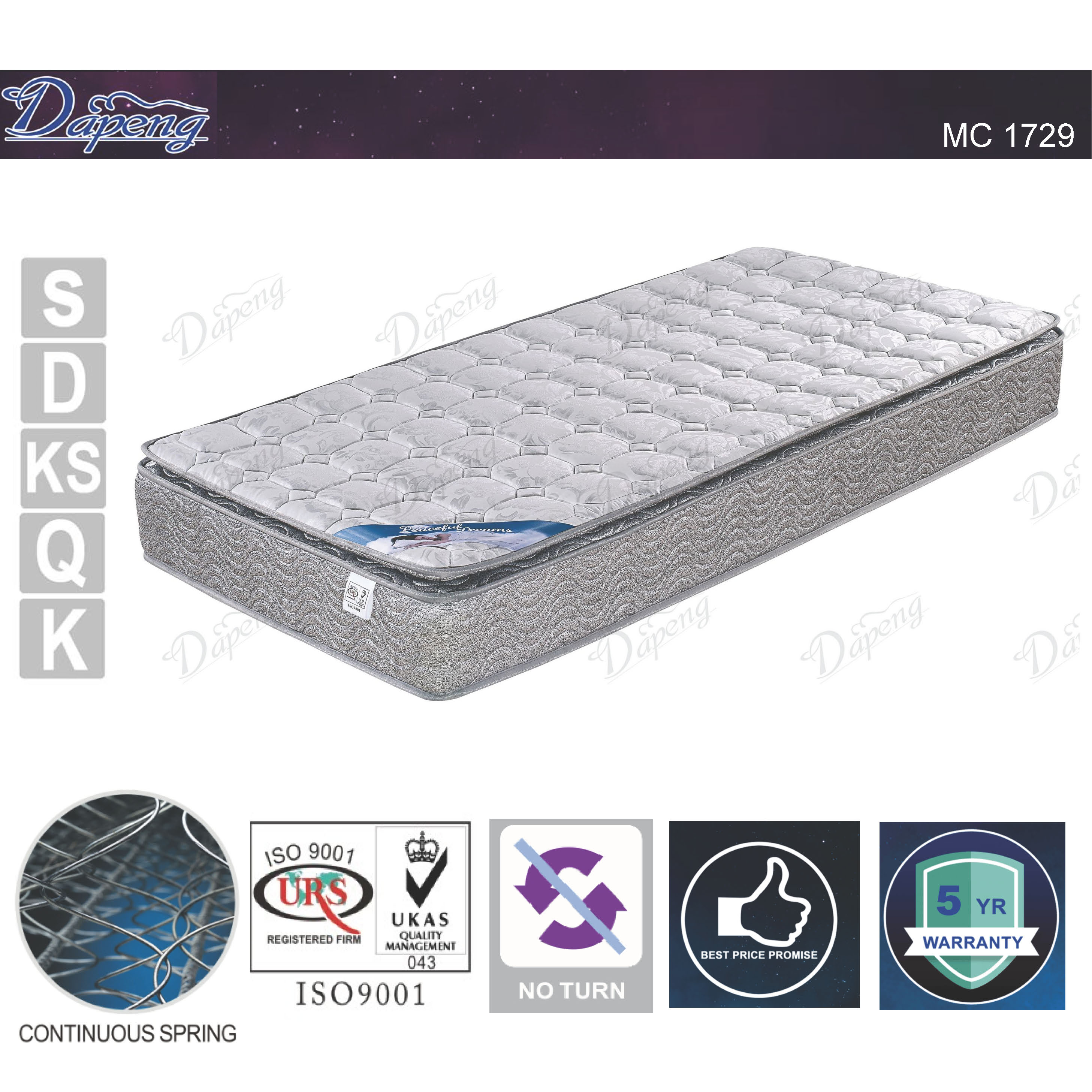 Economic Promotion Comfort Pillow Top Continuous Spring Mattress