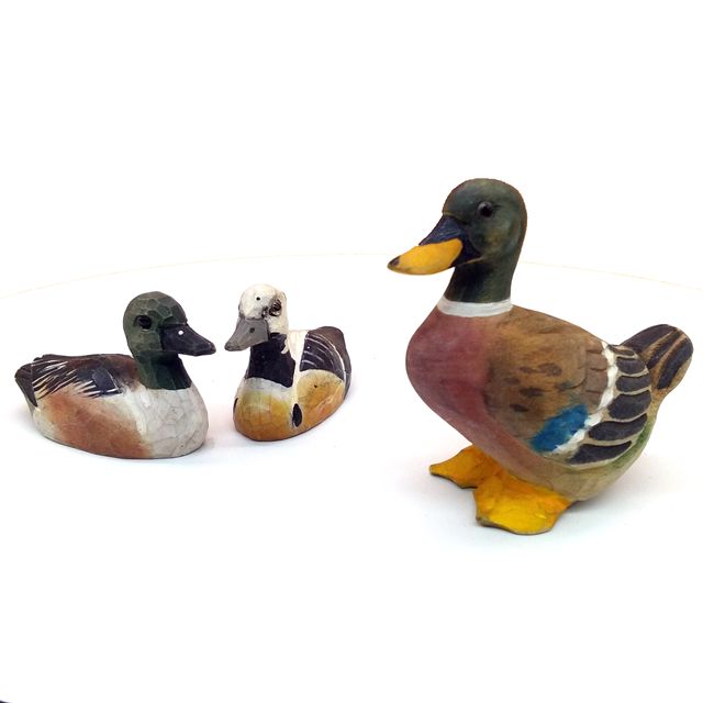 wooden duck and rooster