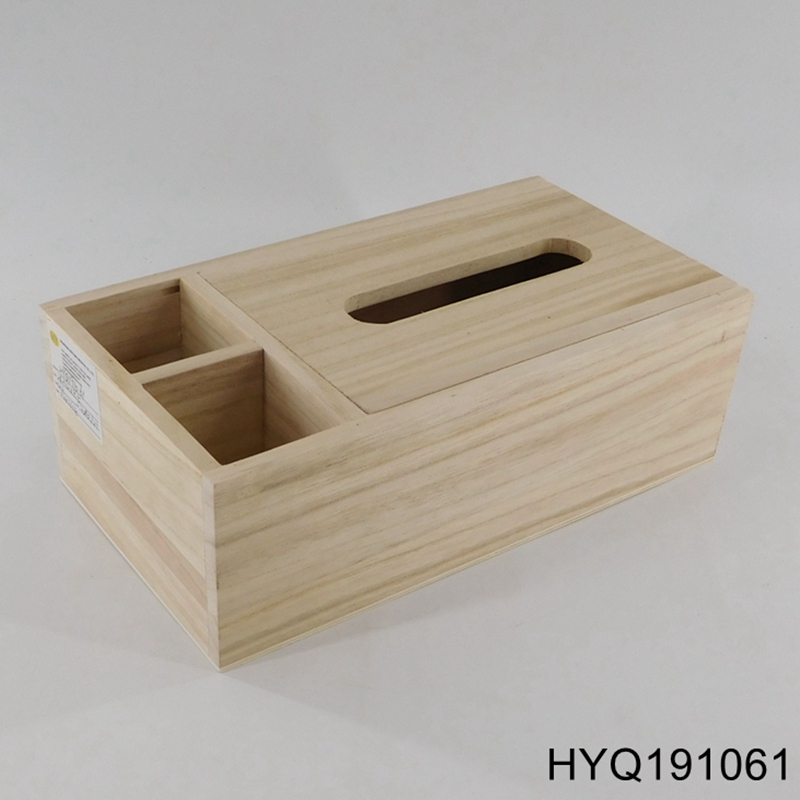 Wood tissue box