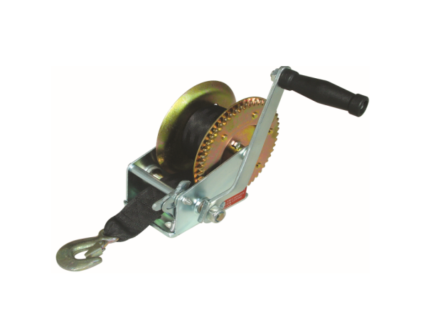 Hand winch with steel wire rope or strap