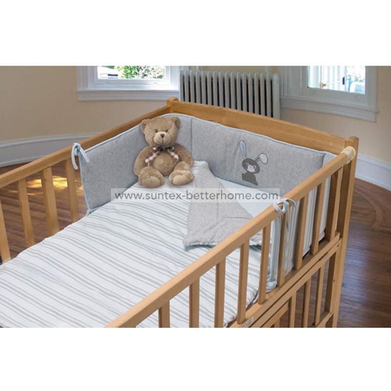 100%Cotton Jersey fabric Striped Baby Crib Bumper Bedding Set