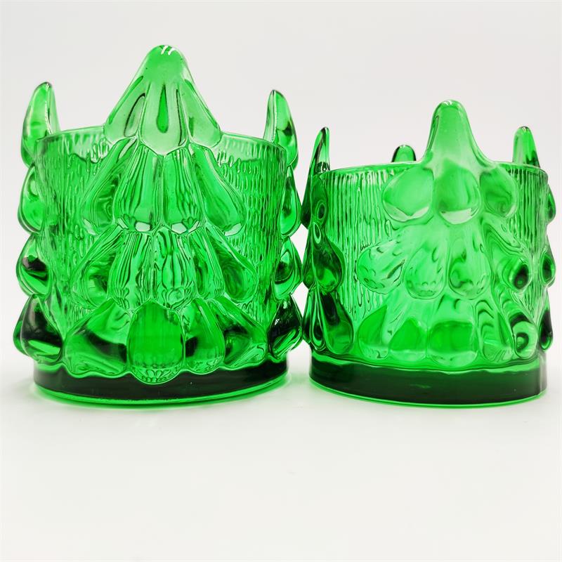 Green color glass Xmas tree glass candle holder