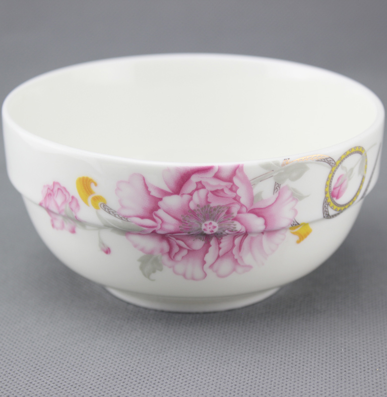 red flower decal new bone china bowl ceramic edge bowl deep bowl soup bowl