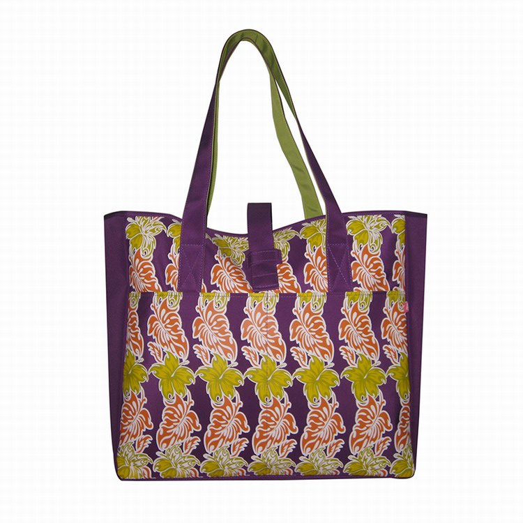 Floral print large capacity beach tote bag for women