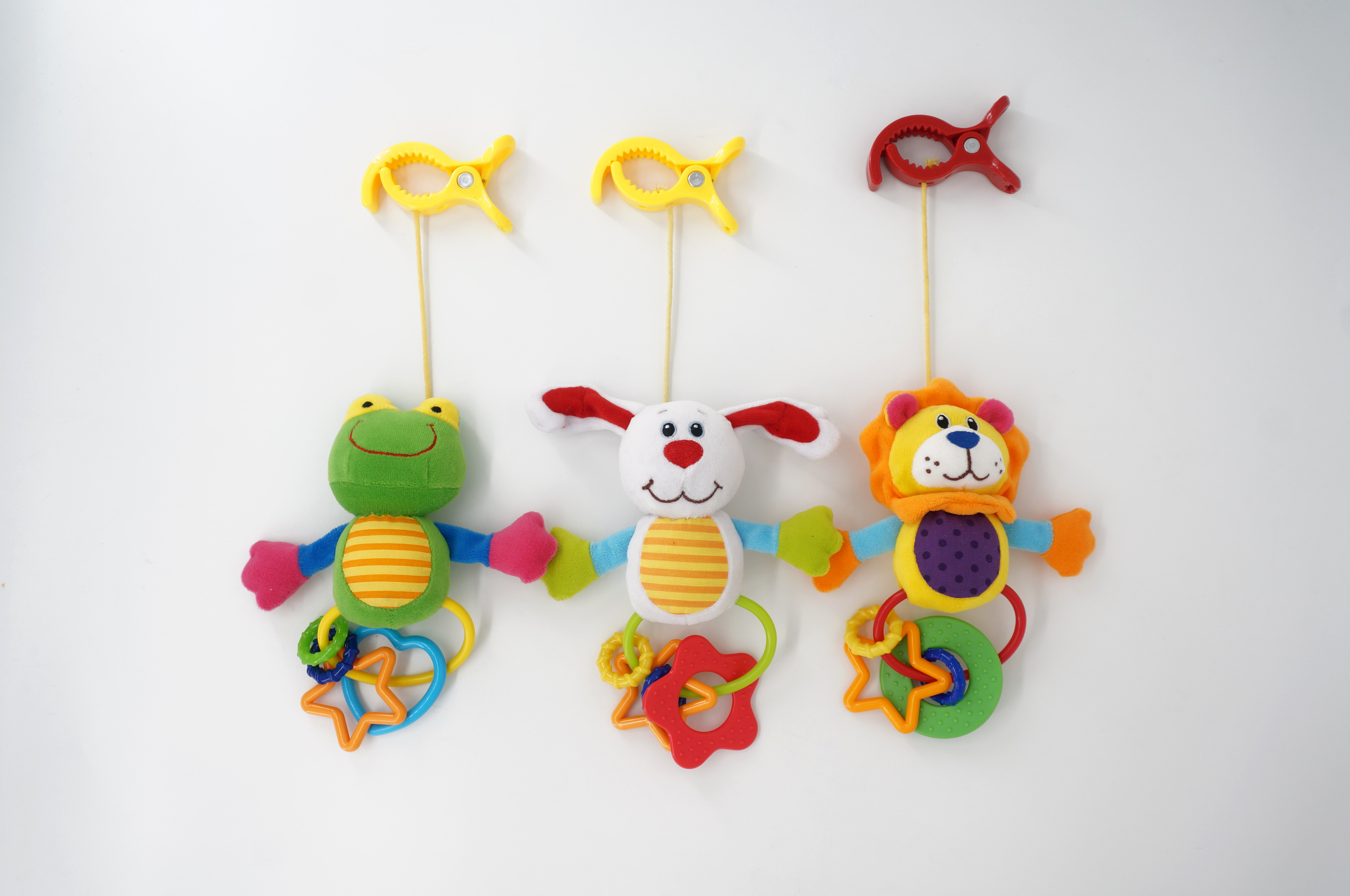 clip animal rattle toys with teether