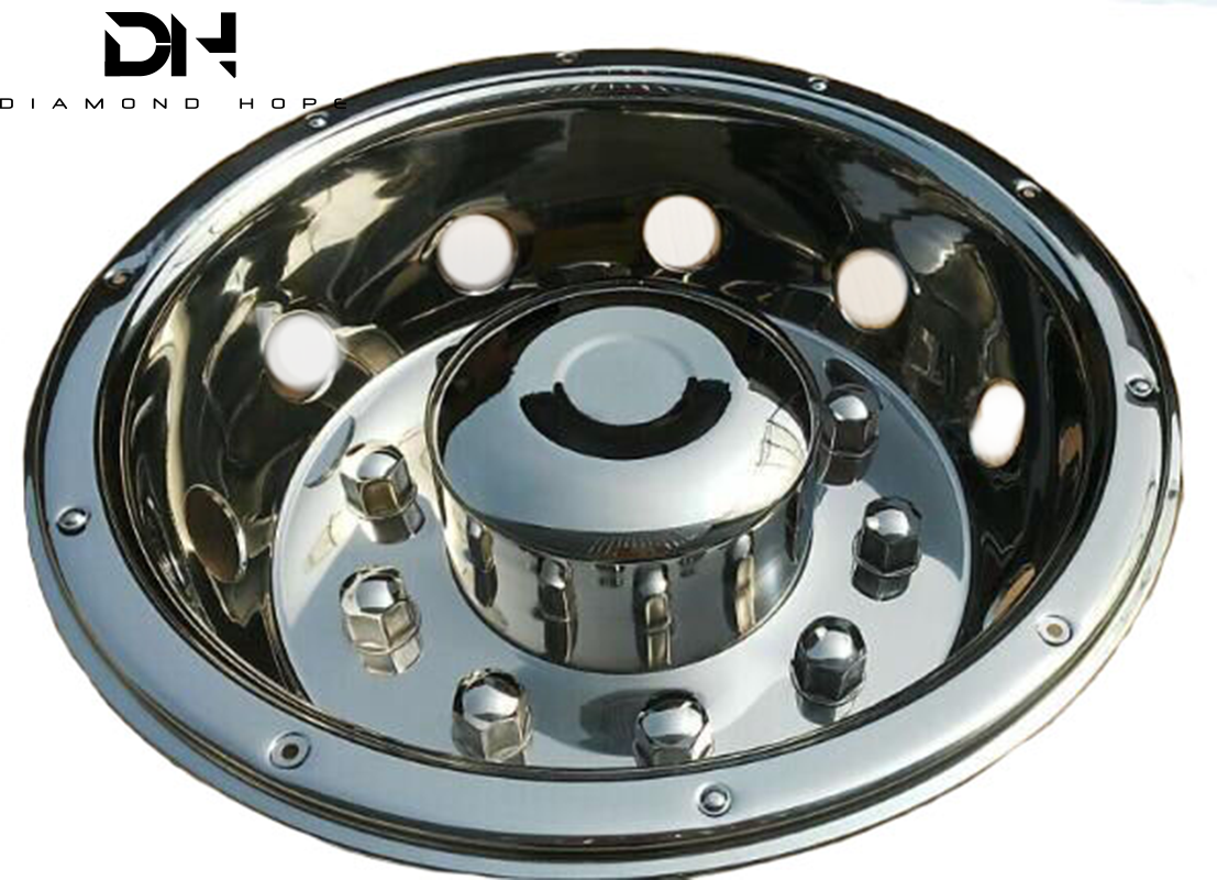 22.5 inch rear deluxe style truck accessories stainless steel wheel cover simulator