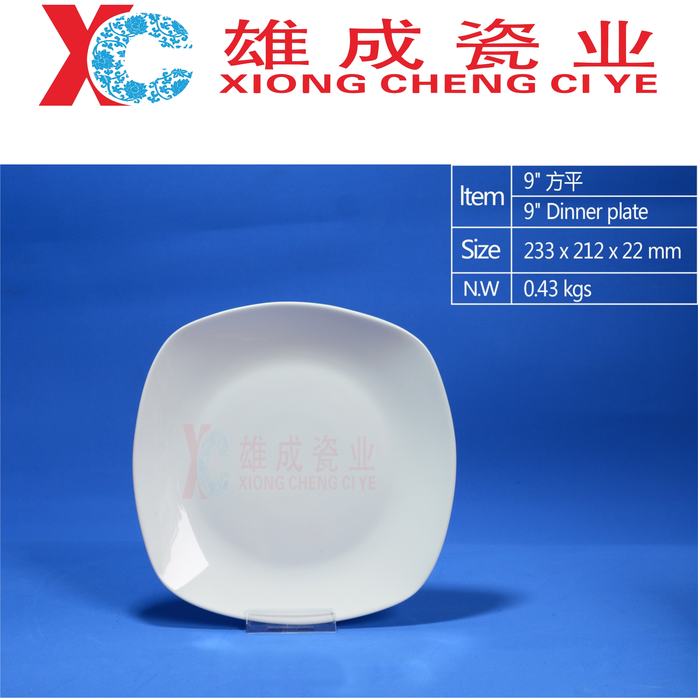 9‘’ square dessert plate