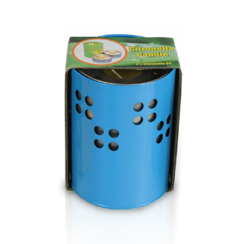 Citronella candle in tin metal holder