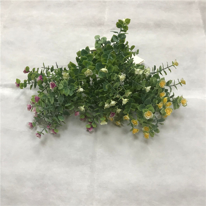 plastic grass bush with rose flower X5