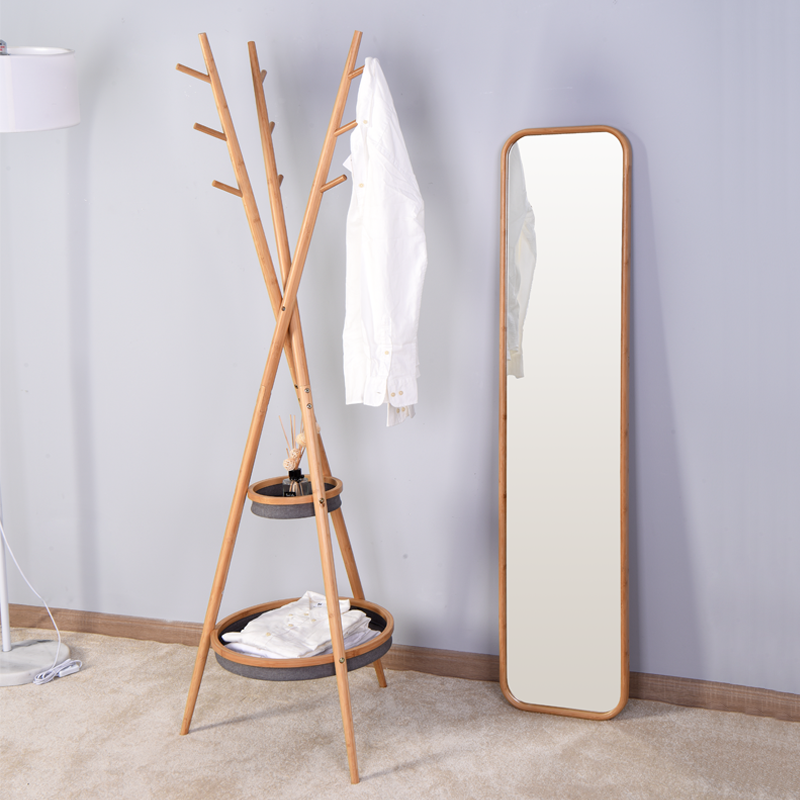 Bamboo hat & coat stand with storage