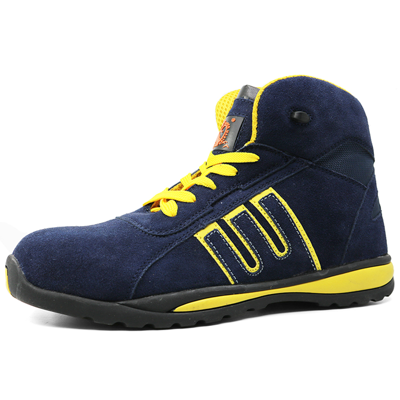 Suede leather rubber sole anti slip steel toe sport safety shoes