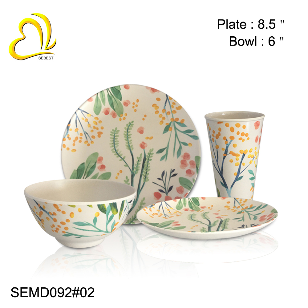 Summer style melamine bamboo powder dinner set