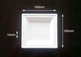 disposable paper pulp tableware 6" Square Plate
