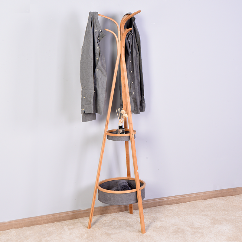 Bamboo hat & coat stand with storage