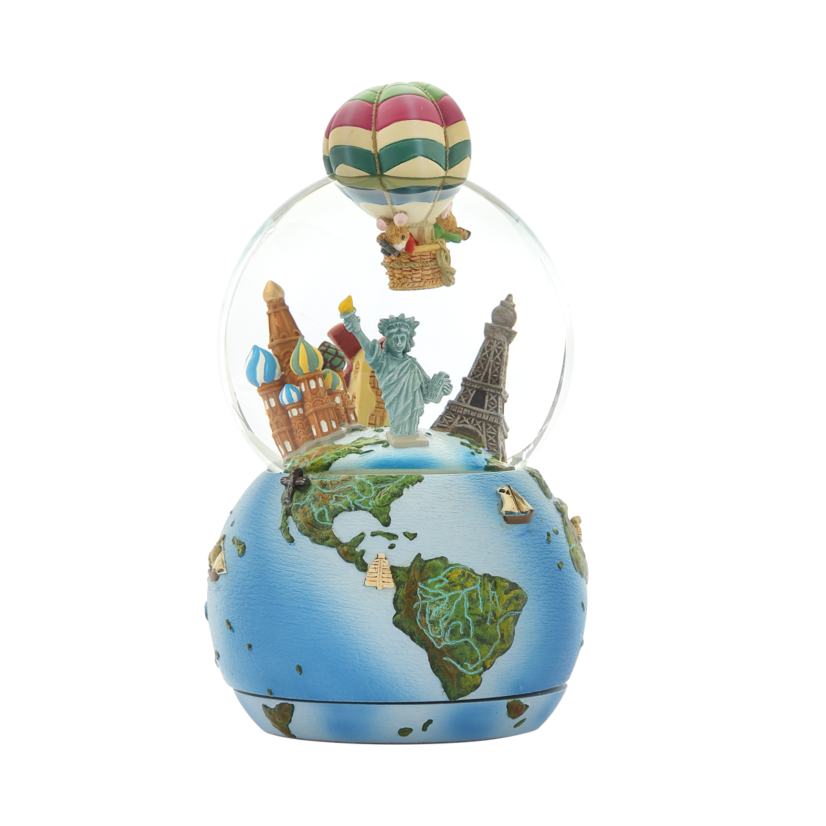 100mm around the world musical water globe with rotation