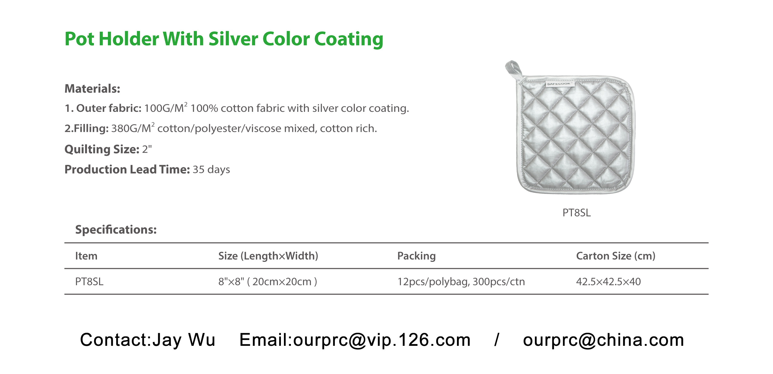 Pot Holder With Silver color coating