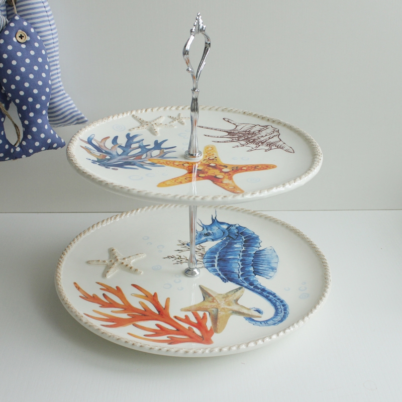 2 layers cake plate set