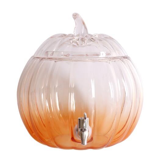 7.3L Creative pumpkin shaped lead-free glass with faucet juice tank large capacity hotel buffet cold beverage set