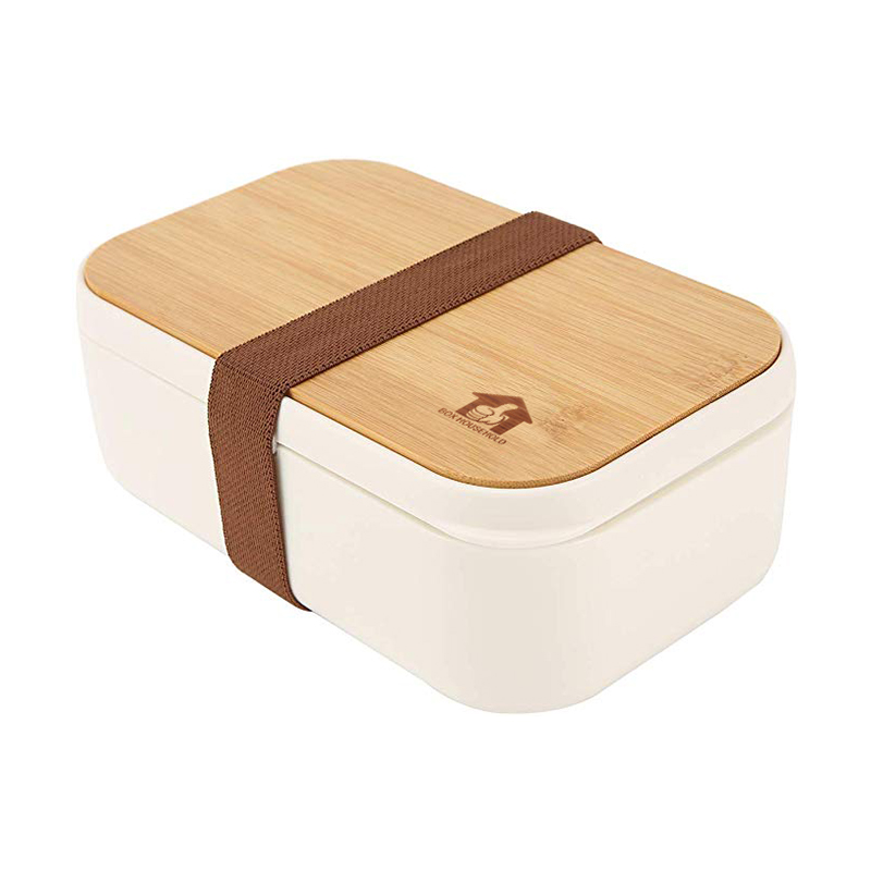 TF105A eco-friendly biodegradable bamboo fiber Bento Lunch Box with bamboo lid （include cutlery）